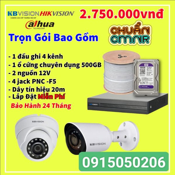 Trọn bộ  2 camera  2.0mpx