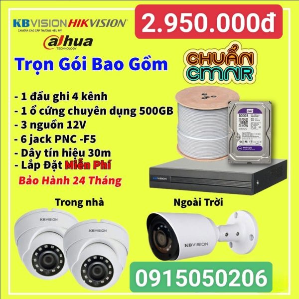 Trọn bộ  3 camera  2.0mpx