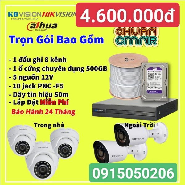Trọn bộ  5 camera  2.0mpx