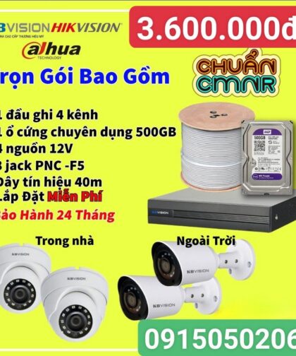 Trọn bộ  4 camera  2.0mpx