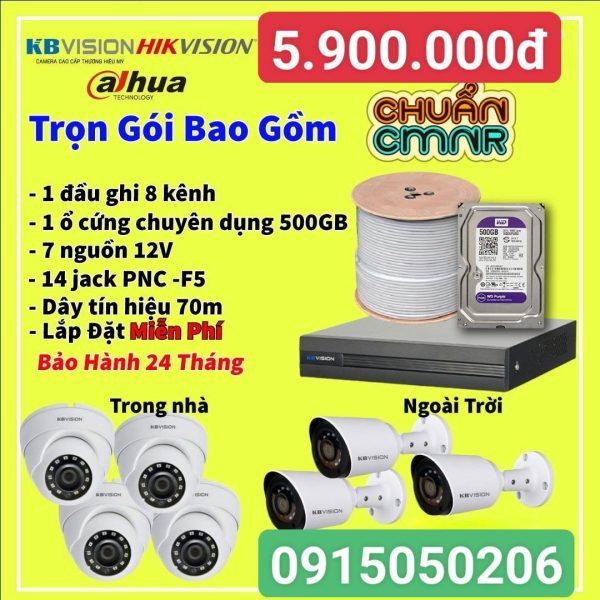 Trọn bộ  7 camera  2.0mpx