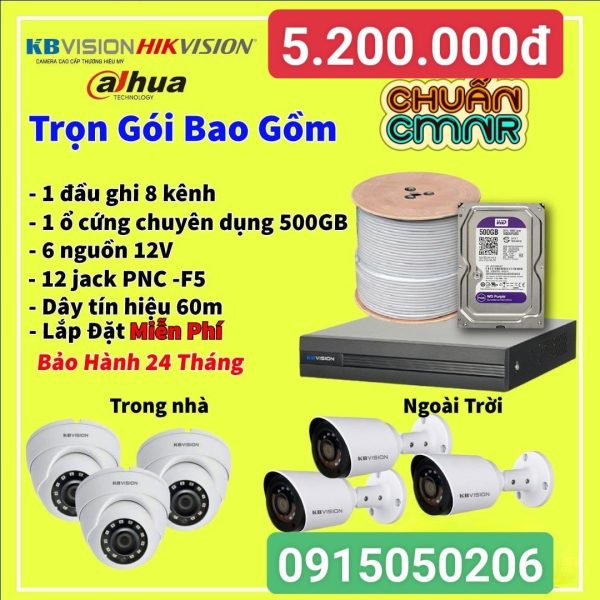 Trọn bộ  6 camera  2.0mpx