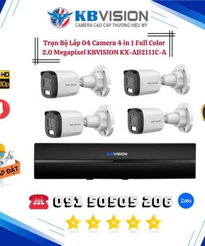 🔒 LẮP ĐẶT TRỌN BỘ 04 CAMERA THÂN FULL COLOR – HÌNH ẢNH CÓ MÀU BAN ĐÊM – QUAN SÁT NGOÀI TRỜI RÕ NÉT!