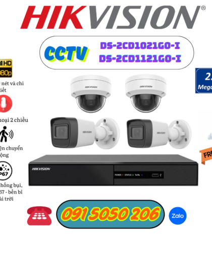 Lắp đặt trọn bộ 4 camera quan sát CCTV-2CD1021G0-I & CCTV-2CD1121G0-I
