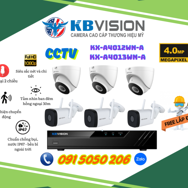 📸 Gói Lắp Đặt 06 Camera KBVISION THÂN/DOME 4.0MP – Chất Lượng Hình Ảnh Siêu Nét, Quan Sát Ban Đêm Siêu Chuẩn