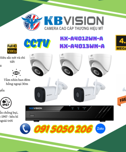 🎯 Gói Lắp Đặt 05 Camera Kbvision Thân/Dome 4.0MP – Hồng Ngoại Ban Đêm Siêu Nét – Bền Bỉ Ổn Định