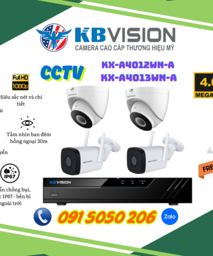 Gói lắp đặt 04 camera KBVISION 4.0MP – Chip SONY Nhật Bản, quan sát ngày đêm siêu nét, ghi hình liên tục 24/24 – Giải pháp an ninh hiệu quả cho gia đình và văn phòng