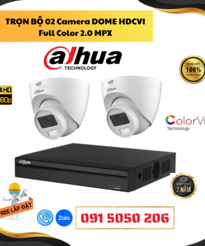 🔥 GÓI LẮP ĐẶT TRỌN BỘ 2 CAMERA DOME FULL COLOR ÁNH SÁNG KÉP – GIÁM SÁT MÀU SẮC CỰC NÉT NGAY CẢ TRONG ĐÊM TỐI