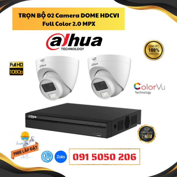 🔥 GÓI LẮP ĐẶT TRỌN BỘ 2 CAMERA DOME FULL COLOR ÁNH SÁNG KÉP – GIÁM SÁT MÀU SẮC CỰC NÉT NGAY CẢ TRONG ĐÊM TỐI