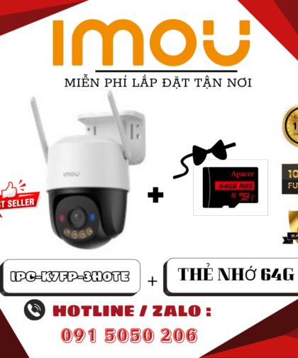 🔥COMBO CAMERA XOAY NGOÀI TRỜI IMOU CRUISER SC 3MP (IPC-K7FP-3H0TE)– HỖ TRỢ SIM 4G – CẢNH BÁO CHUYỂN ĐỘNG – TẶNG KÈM THẺ NHỚ 64GB – LẮP ĐẶT TẬN NƠI