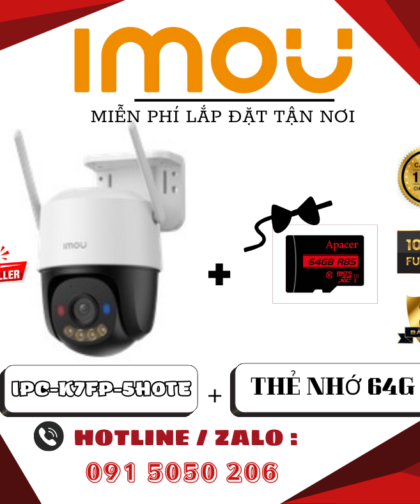COMBO CAMERA IMOU CRUISER SC 5MP (IPC-K7FP-5H0TE) – XOAY NGOÀI TRỜI – CẢNH BÁO CHUYỂN ĐỘNG – TẶNG KÈM THẺ NHỚ 64GB – LẮP TẬN NƠI – BẢO HÀNH 24 THÁNG