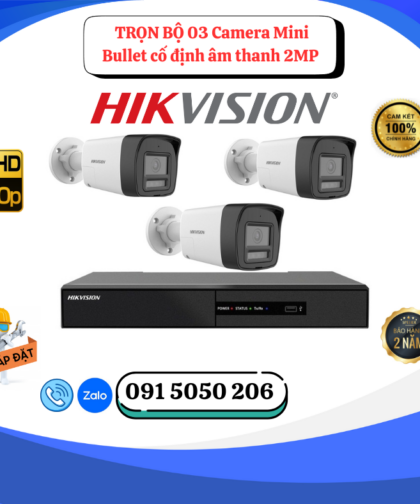 🎯 GÓI LẮP ĐẶT 03 CAMERA THÂN TVI FULL COLOR 2.0MP – CÓ MIC – GIÁM SÁT NGOÀI TRỜI CHUẨN NÉT