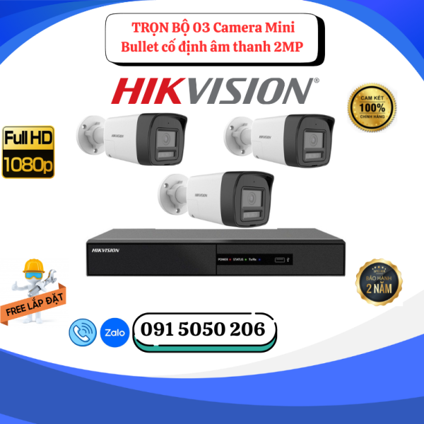 🎯 GÓI LẮP ĐẶT 03 CAMERA THÂN TVI FULL COLOR 2.0MP – CÓ MIC – GIÁM SÁT NGOÀI TRỜI CHUẨN NÉT