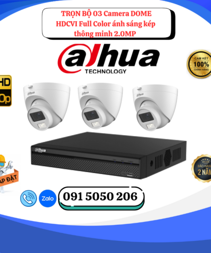 🎯 GÓI LẮP ĐẶT 03 CAMERA DOME HDCVI FULL COLOR 2.0MP – CÓ MÀU BAN ĐÊM – HÌNH ẢNH SẮC NÉT – GIÁM SÁT TOÀN DIỆN