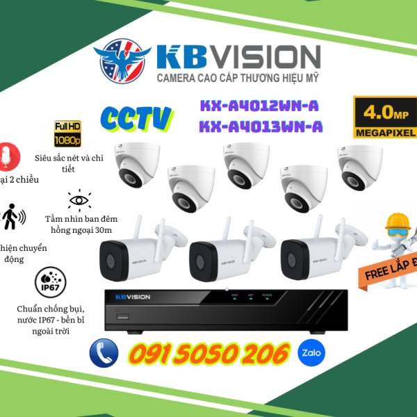 Giải pháp giám sát toàn diện với gói 8 camera KBVISION 4.0MP – Chip SONY Nhật Bản, quan sát ngày đêm sắc nét, bảo vệ an ninh tuyệt đối 24/24