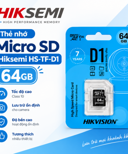 Thẻ nhớ MicroSD 64GB Hikvision màu xanh chuyên dụng camera HS-TF-D1