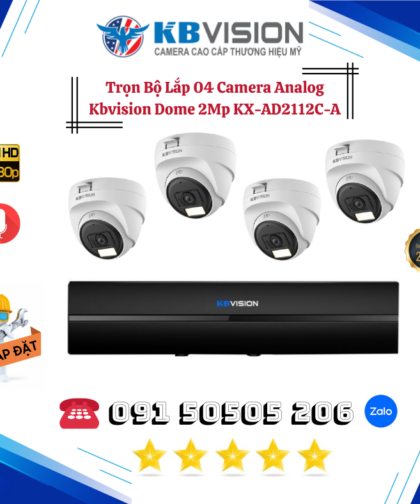 🎯Trọn Bộ 04 Camera Dome Full Color 2.0MP – Hình Ảnh Có Màu 24/7 – An Tâm Mỗi Ngày!