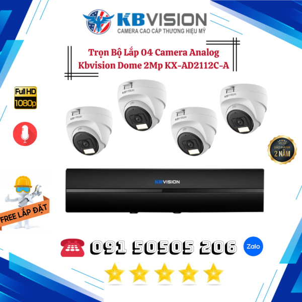 🎯Trọn Bộ 04 Camera Dome Full Color 2.0MP – Hình Ảnh Có Màu 24/7 – An Tâm Mỗi Ngày!