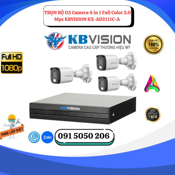 🎯 GÓI LẮP ĐẶT 03 CAMERA THÂN HDCVI FULL COLOR 2.0MP – BAN ĐÊM CÓ MÀU – QUAN SÁT NGOÀI TRỜI CỰC NÉT