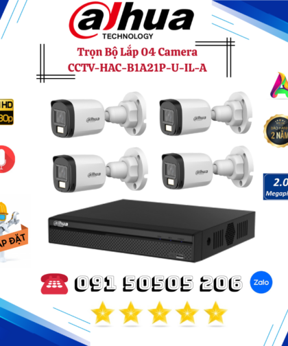 🎯 TRỌN GÓI 04 CAMERA THÂN DAHUA HDCVI FULL COLOR 2.0MP – HÌNH ẢNH SẮC NÉT NGÀY & ĐÊM – GIÁM SÁT TOÀN DIỆN NGOÀI TRỜI