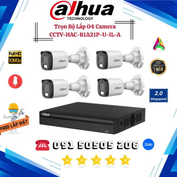 🎯 TRỌN GÓI 04 CAMERA THÂN DAHUA HDCVI FULL COLOR 2.0MP – HÌNH ẢNH SẮC NÉT NGÀY & ĐÊM – GIÁM SÁT TOÀN DIỆN NGOÀI TRỜI