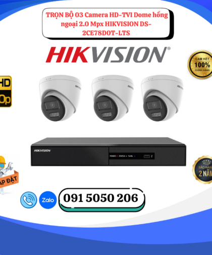 🎯 GÓI LẮP ĐẶT 03 CAMERA DOME TVI 2.0MP FULL COLOR – CÓ MIC THU ÂM – TRỌN GÓI CHUYÊN NGHIỆP
