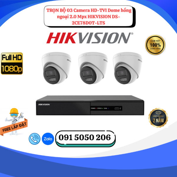 🎯 GÓI LẮP ĐẶT 03 CAMERA DOME TVI 2.0MP FULL COLOR – CÓ MIC THU ÂM – TRỌN GÓI CHUYÊN NGHIỆP