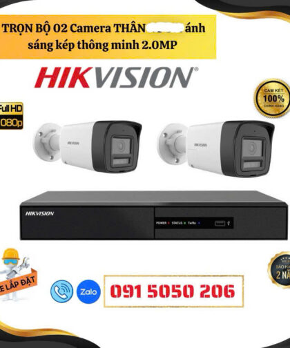 🛠️ GÓI LẮP ĐẶT TRỌN BỘ 2 CAMERA THÂN FULL COLOR ÁNH SÁNG KÉP CÓ MIC – GIÁM SÁT NGOÀI TRỜI CHUẨN ÂM THANH – HÌNH ẢNH MÀU SẮC 24/24