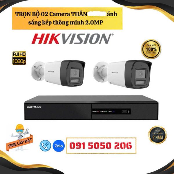 🛠️ GÓI LẮP ĐẶT TRỌN BỘ 2 CAMERA THÂN FULL COLOR ÁNH SÁNG KÉP CÓ MIC – GIÁM SÁT NGOÀI TRỜI CHUẨN ÂM THANH – HÌNH ẢNH MÀU SẮC 24/24