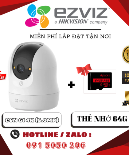 💥Combo Camera Ezviz C6N G1 4K 8MP Xoay 360 độ, Hỗ trợ đàm thoại 2 chiều – Tặng Kèm Thẻ Nhớ !