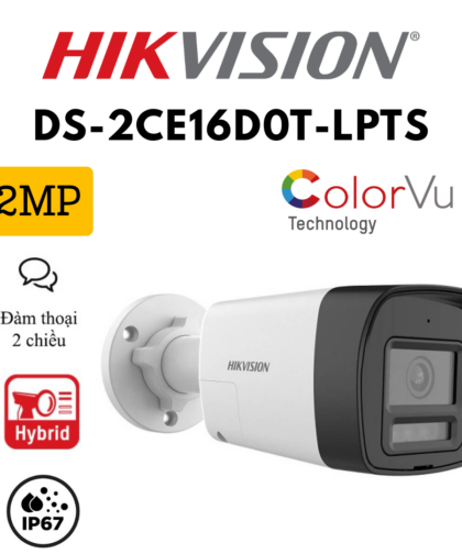 Camera HDTVI 2MP HIKVISION DS-2CE16D0T-LPTS, Đàm thoại 2 chiều