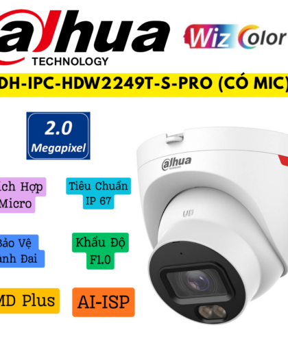 Camera IP DH-IPC-HDW2249T-S-PRO WIZCOLOR DAHUA ( Có mic )