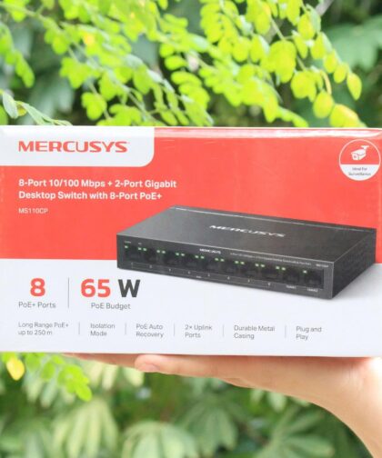 Switch Chia Mạng Mercusys MS110P (10 cổng 10/100Mbps với 8 cổng PoE+, Chính hãng)